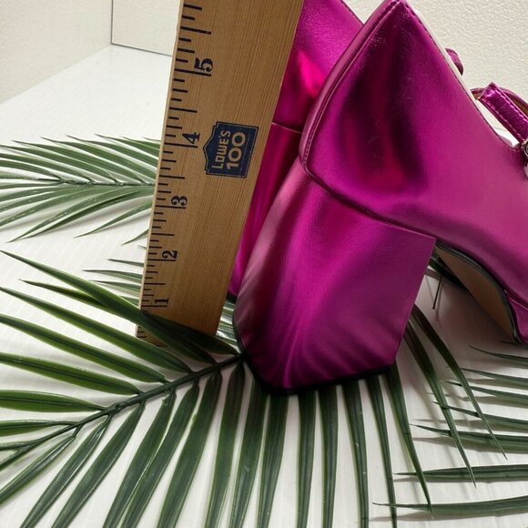 Lisa Vicky Shoes Womens Size 9 Platform Mary Jane Heels NOTICE-V Raspberry Metal - Picture 8 of 12